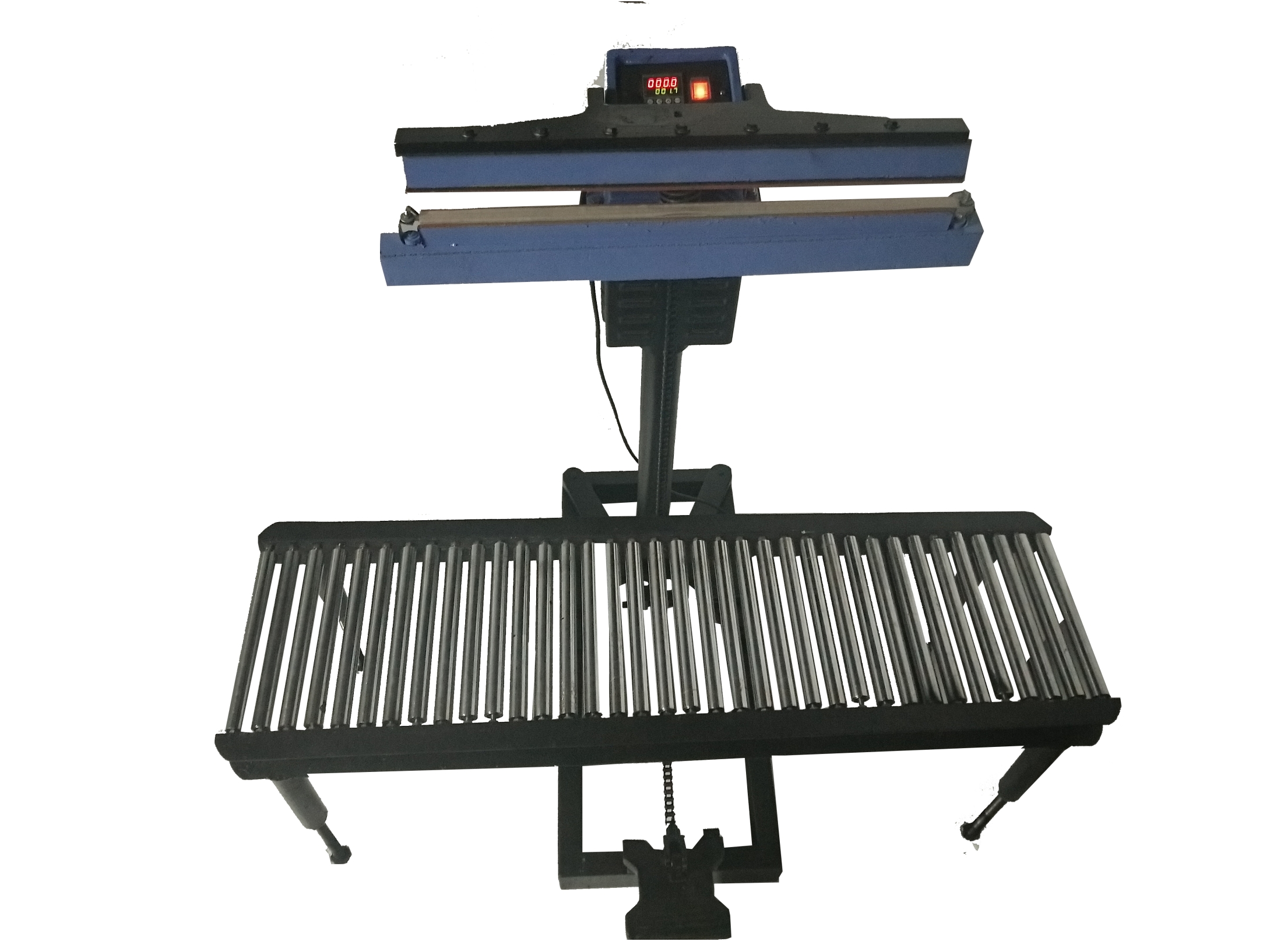 ONLINE ROLLER CONVEYOR WITH FOOT OPERATE & PNEUMATIC SEALING MACHINE FOR LINER BAG